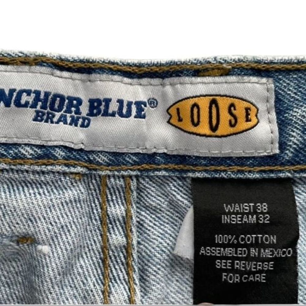 Vintage‎ Anchor Blue Loose cut off Jean shorts 38 - Picture 5 of 6